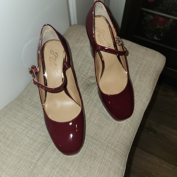 Badgley Mischka Deep Red Mary Jane Heels - Picture 2 of 7